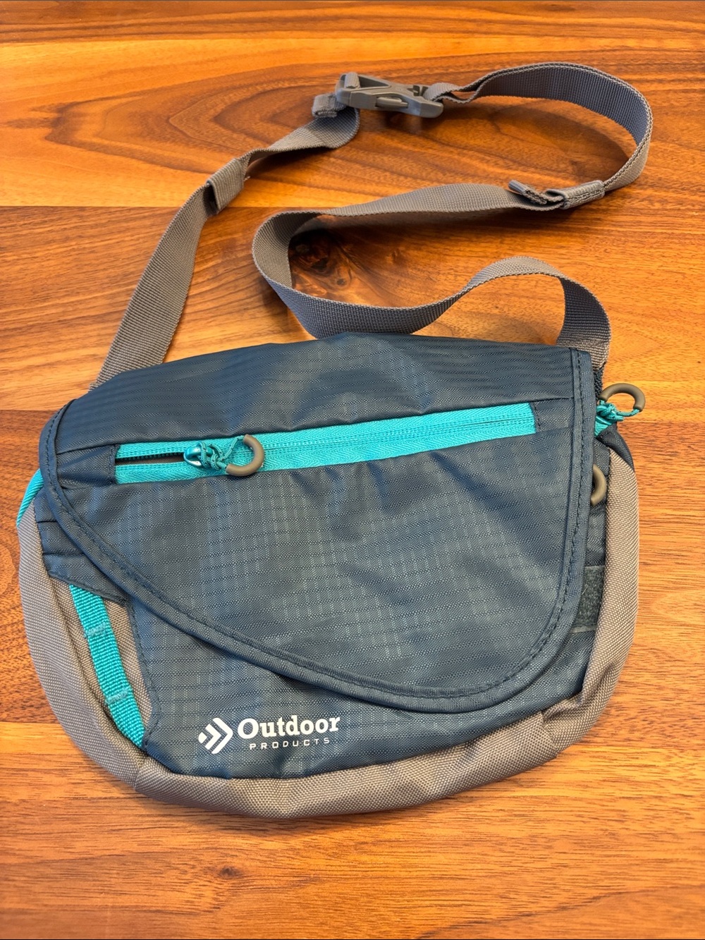 Outdoor Products Teal Gray Crossbody Waistbag Travel Purse